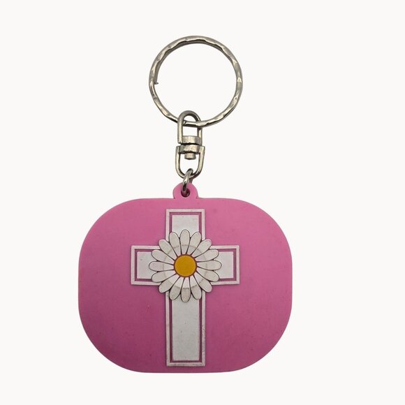 unbranded Accessories - Pink/White Floral " Church Chick " Cute Funny Christian Faith Keychain Keepsakes
